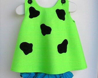 LIMITED EDITION Baby and Toddler Neon Green Pebbles Flintstone Costume - 3 Piece Set LIMITED Sizes
