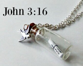 John 3:16 Message in a Bottle Necklace