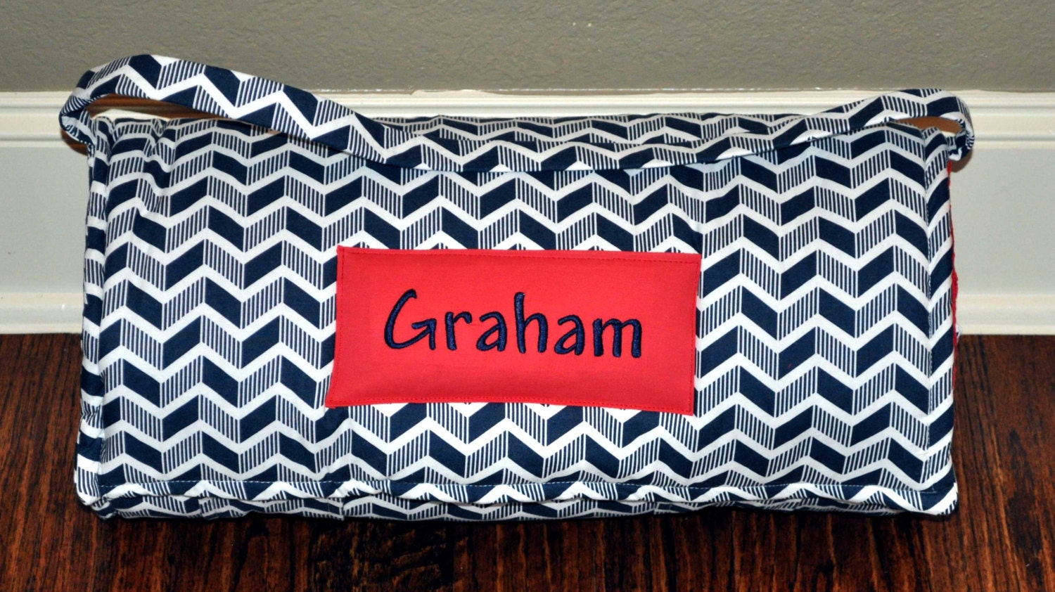 Nap Mat Monogrammed Navy Herringbone Nap Mat by PreciousnProsper