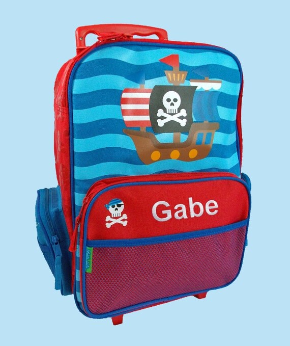 Personalized Stephen Joseph Rolling Luggage PIRATE Themed for Children