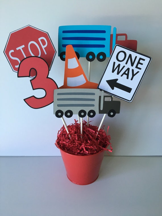 SemiTruck themed centerpiece SemiTruck birthday party