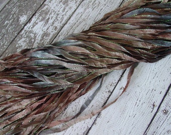 New - Hand Dyed PEBBLES glitters ribbon, 5 yards