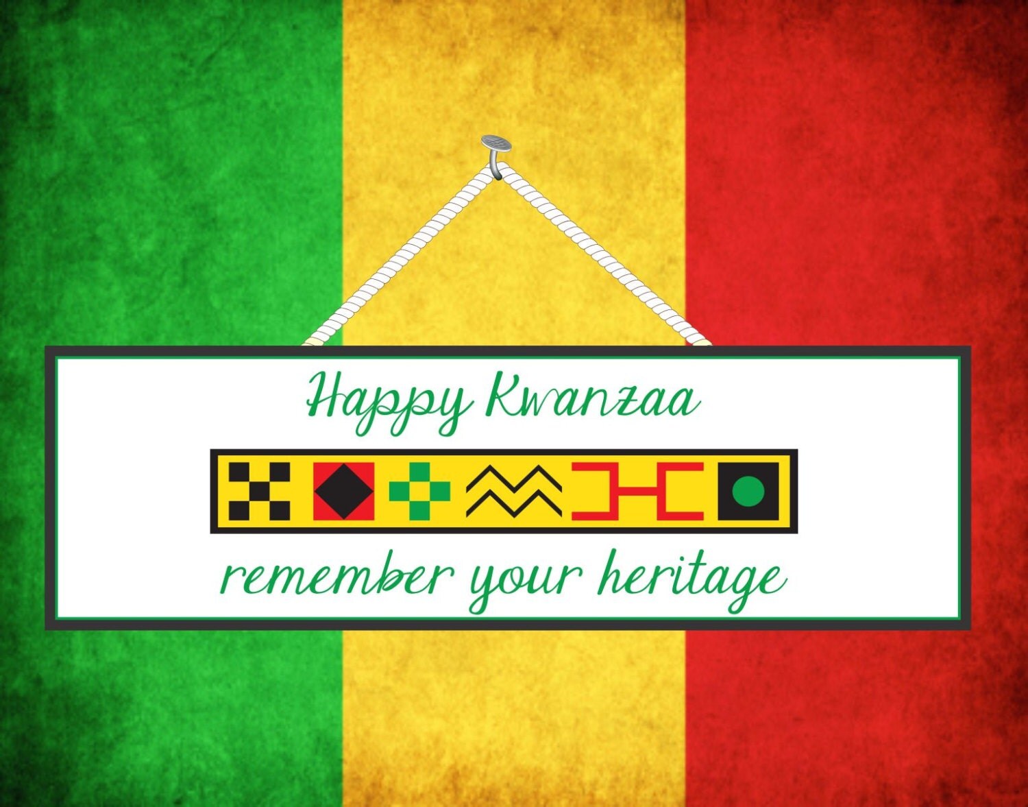 Happy Kwanzaa Sign With African Symbols Traditional Colors