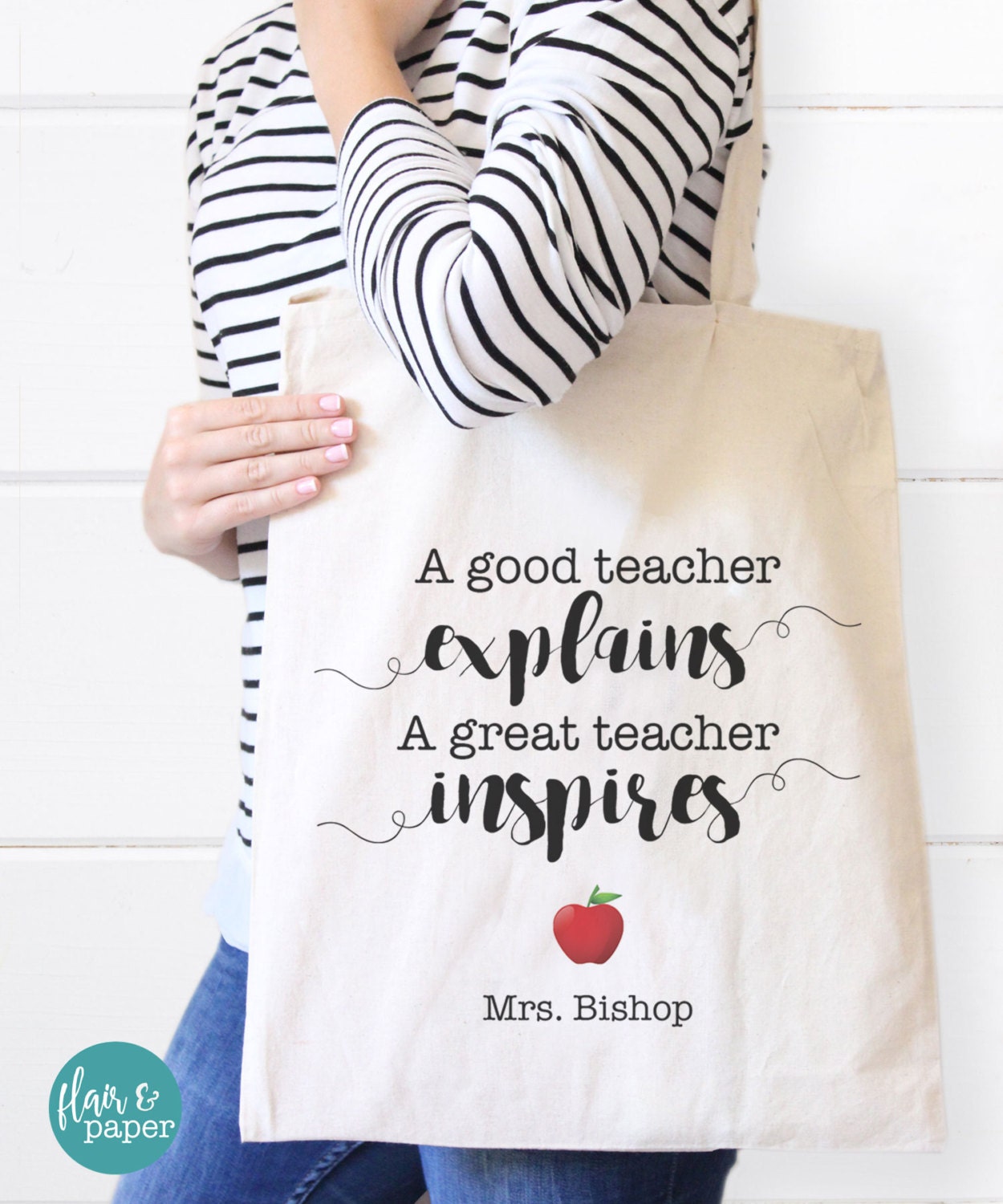 Personalized Teacher Canvas Tote Bag Teacher Tote bag