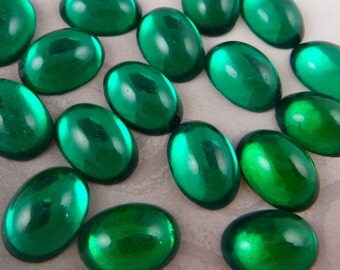 16 pcs Vintage Glass Cabochons 18x13 mm Mosaic Stones Emerald Green LOT 5