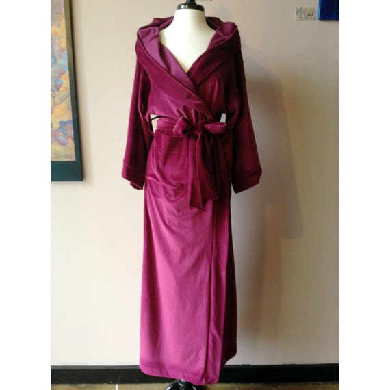 long hooded robe in cotton velour size small ready to ship
