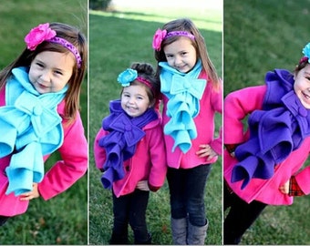 Toddler-Youth - Ruffled Bow Scarf - MADE-TO-ORDER fleece - Many colors to choose from