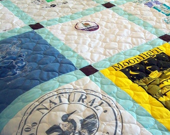Tshirt Quilt, T Shirt Quilt, T-Shirt Quilt, TShirt Quilts Custom Lap Size 58" x 72" 147cm x 182cm (15 T-Shirts) - DEPOSIT LISTING (50%)