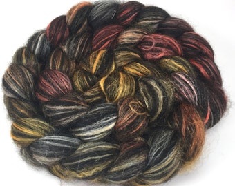 Spinning Fiber - Alpaca & Tussah Silk Combed Top - Silk Tiger roving