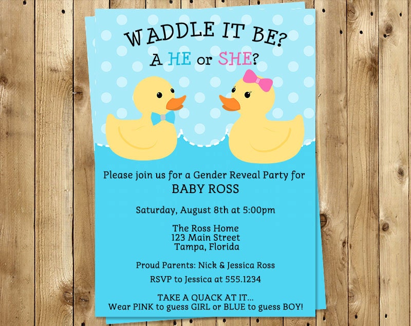 Waddle It Be Gender Reveal Invitations 2