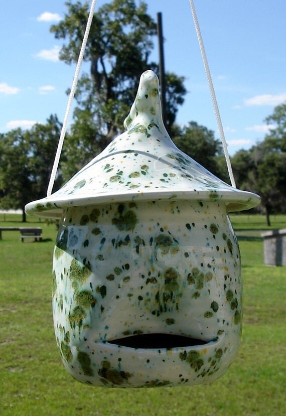 Ceramic Bird Feeder Pottery Style Herb Garden