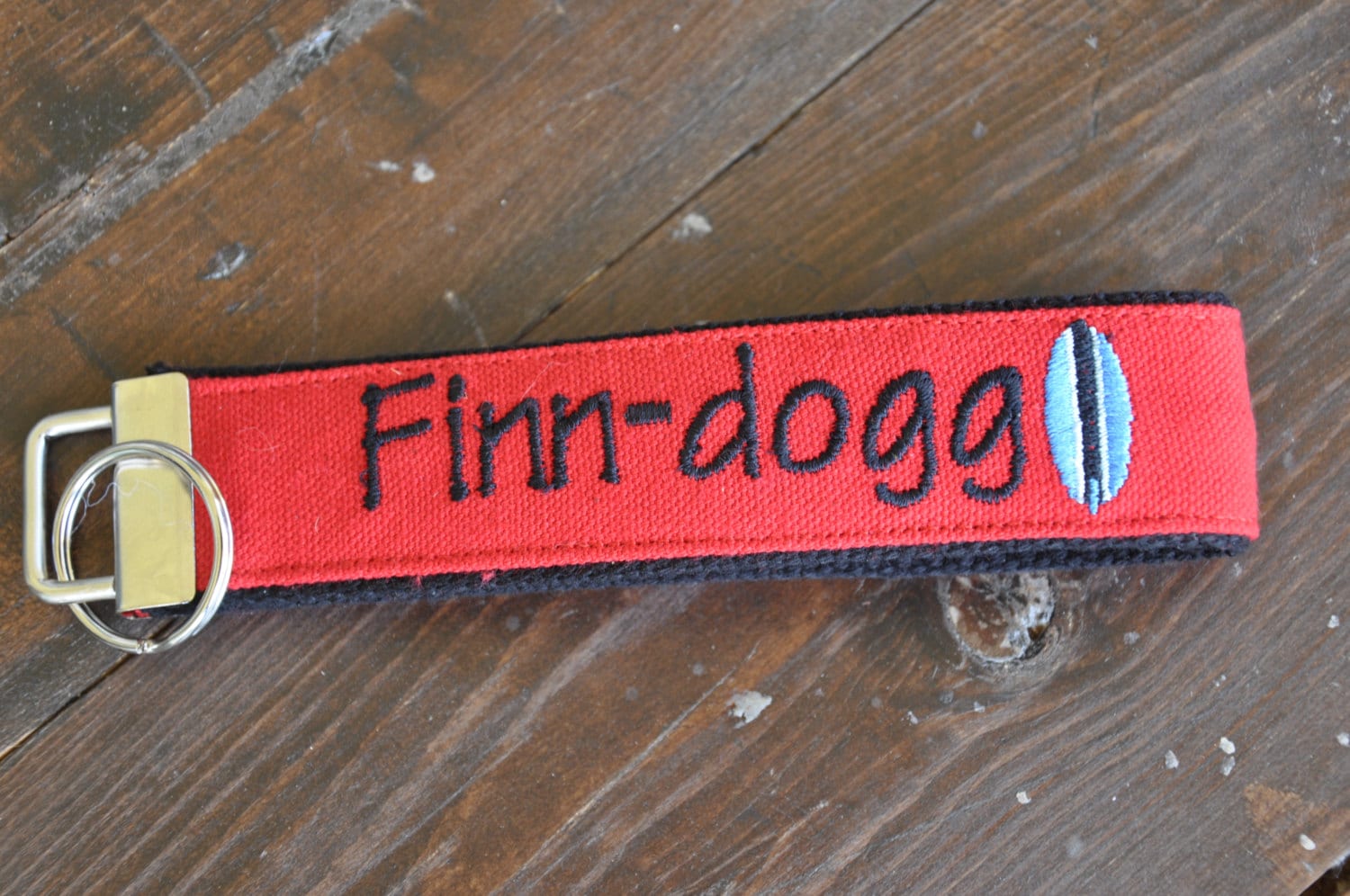 Embroidered Sports Key fob Wristlet Keychain Football