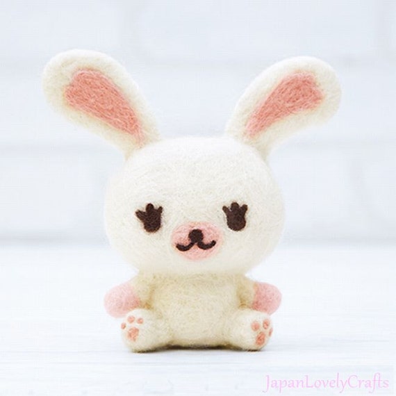 Japanese Needle Wool Felt Mascot DIY Kit Kawaii White Bunny