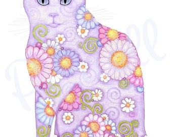Diva Daisies- Violet Cat with Violet Eyes