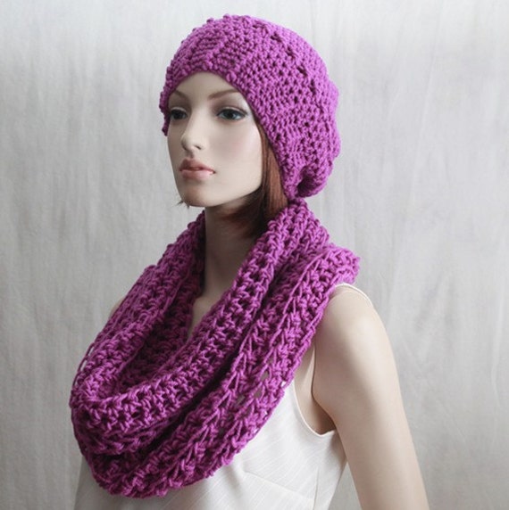 Crochet Hat and Scarf set crochet womens hat and infinity