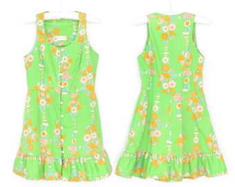 60s Mini Dress * Vintage 1960s Dress * Boho Floral Dress * Small