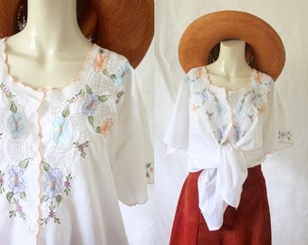 S A L E oaxacan embroidered button down / plus size
