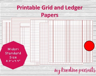 Printable Ledger Papers Lined Papers Planner by KreativePaperie