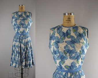 1960s Vintage Dress l 60s Novelty Print Butterfly Dress