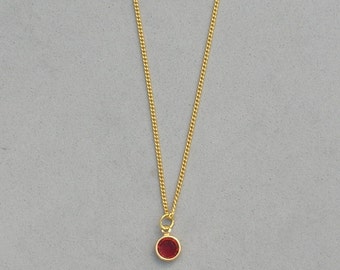 January Birthstone- Siam Gold Plated Drop Necklace