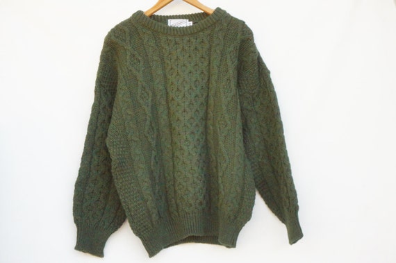 Vintage 80s-90s Men's Irish Wool Arran Sweater Fair Isle