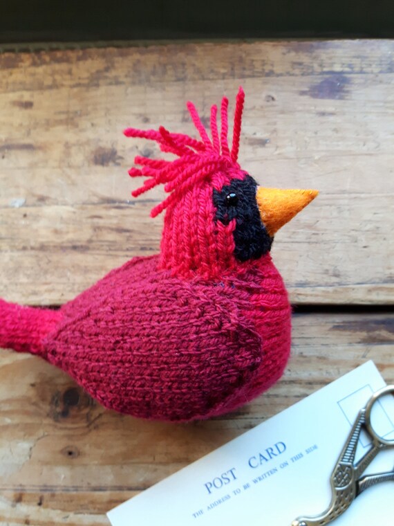 Knitted Northern Cardinal Bird