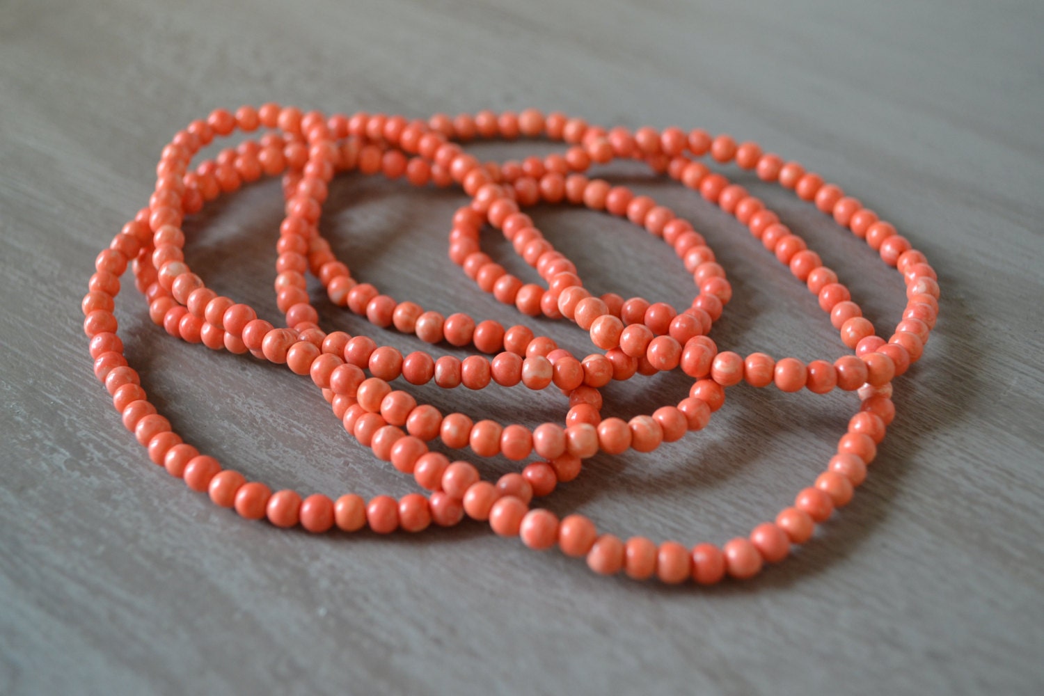 Very long strand of antique/vintage real coral bead necklace eBay