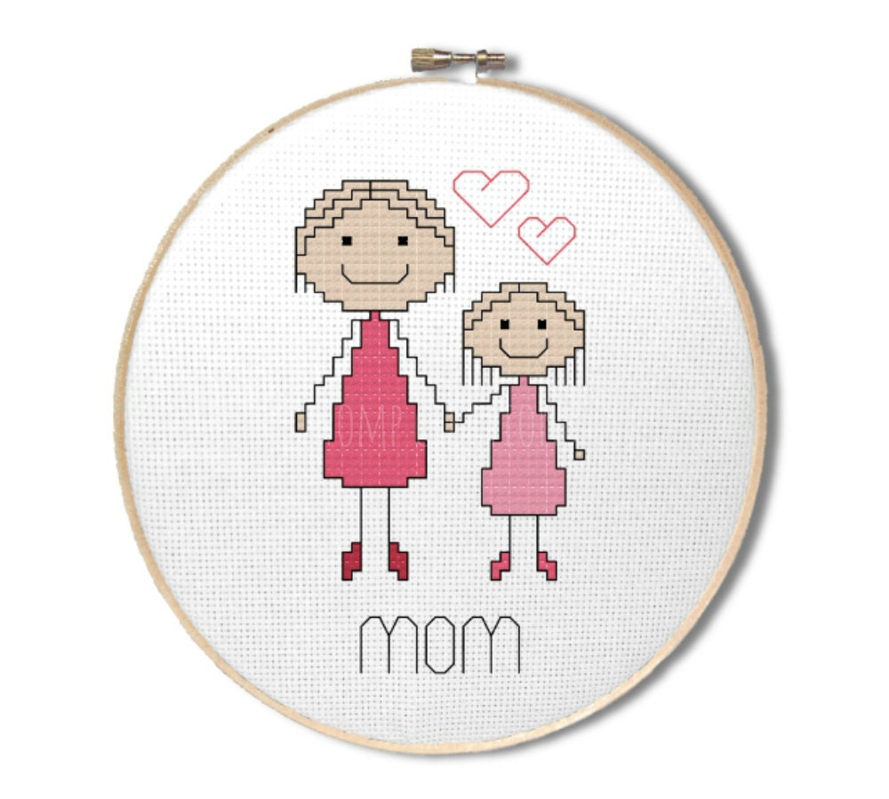 Mom cross stitch pattern : mother and daughter by StompCreations