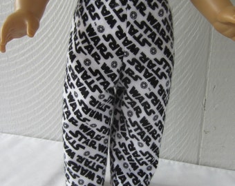 American Girl Boy Pajama Pants. 18 inch doll Star Wars Pajama pants. Star Wars Black and White Sleep pants and slippers for AG Boy Girl doll