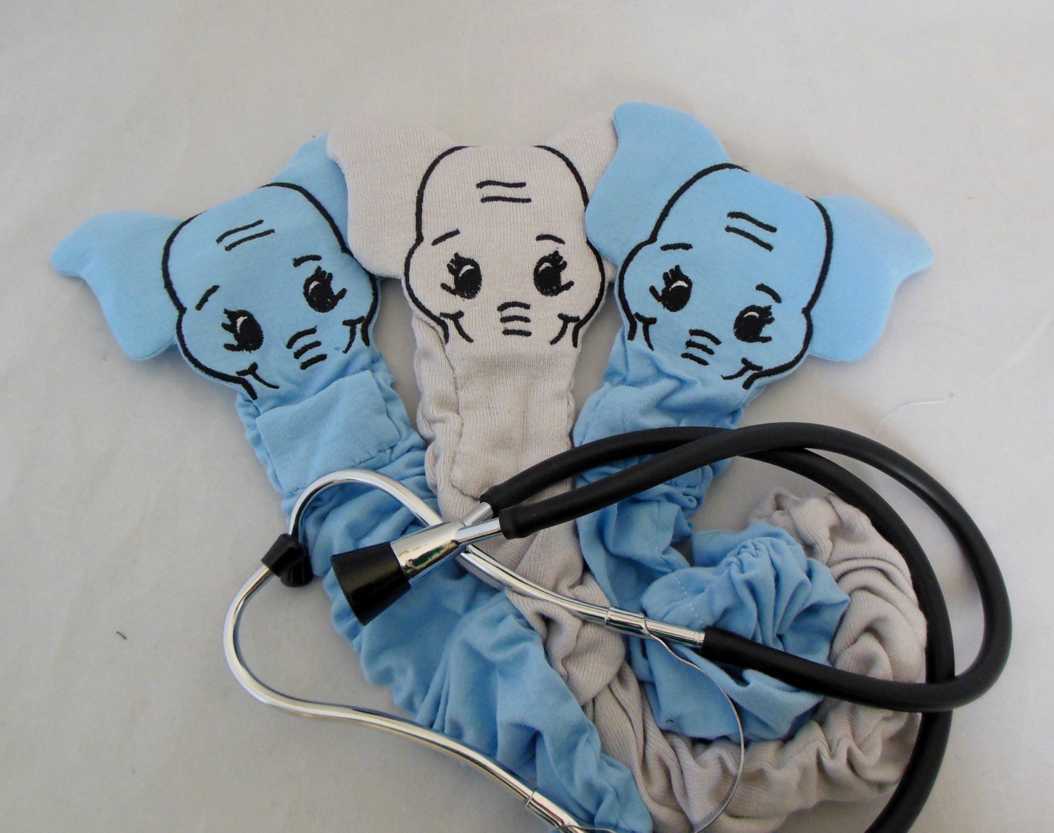 Jersey Stethoscope Cover Gray Or Baby Blue Elephant Rn