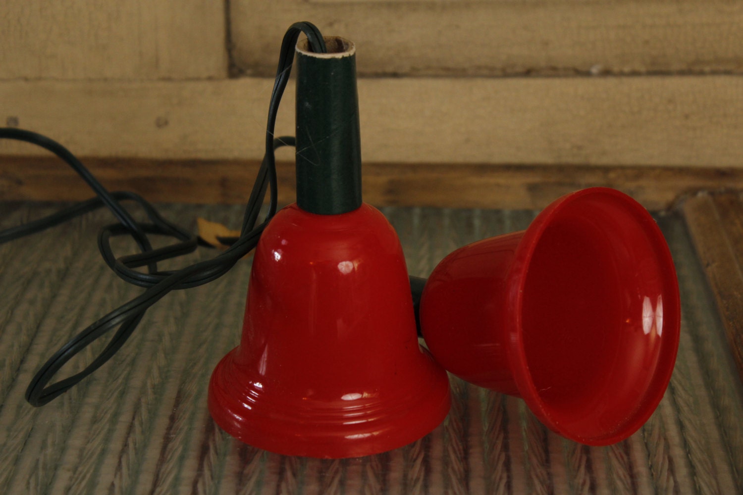 Vintage Red Christmas Bell Lights Working Holiday Light Set
