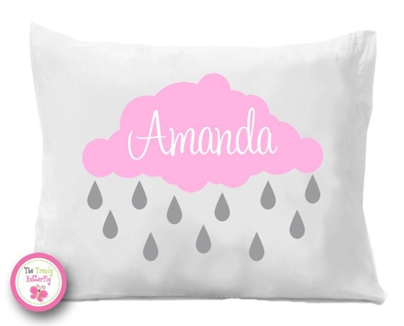 Pink Cloud Raindrop Personalized Pillow Case , Personalized Bedding , Cloud Personalized Pillow Case Il_570xn