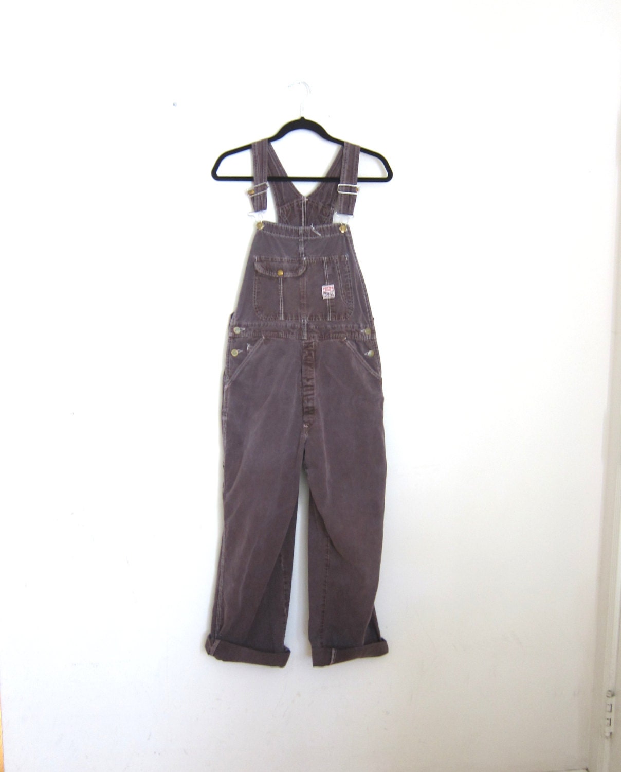 Pointer Brand Overalls Over dyed Eggplant Denim High Waisted