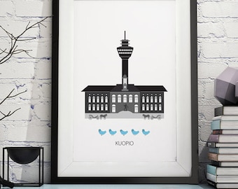 Kuopio, city print, city poster