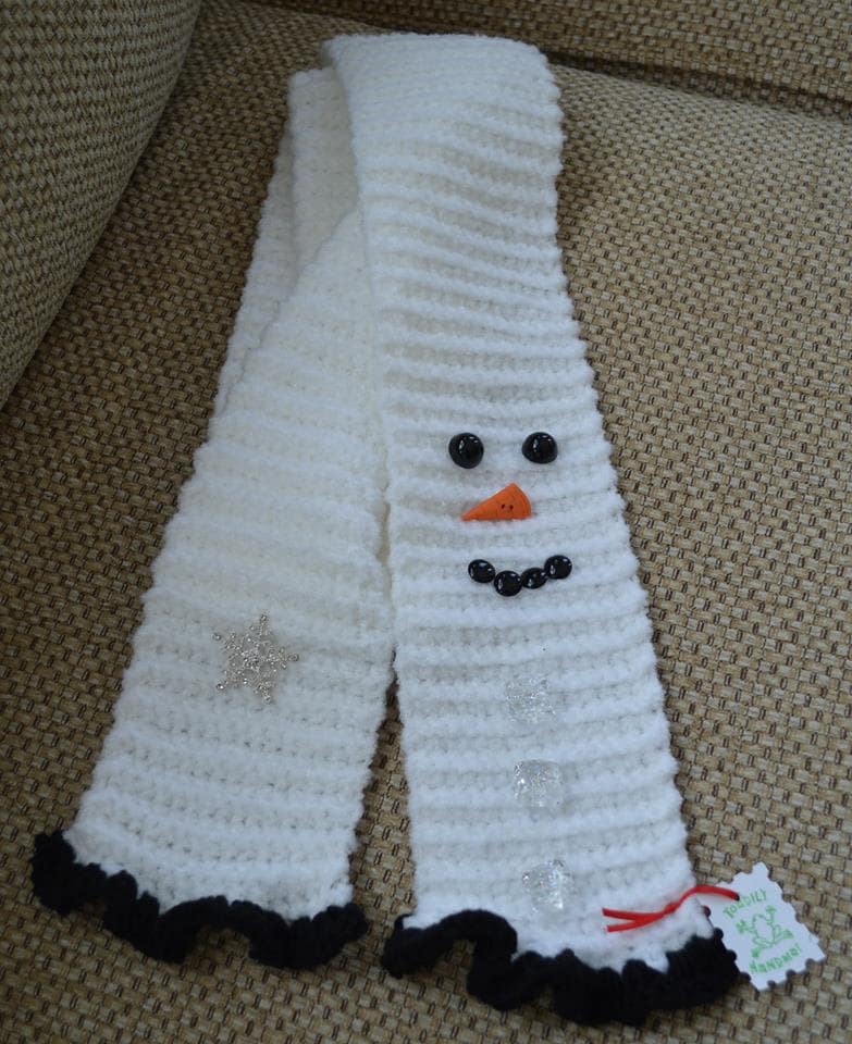 Toadily Handmade winter snowman scarf warm by ToadilyHandmadebyJ