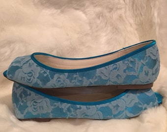 blue flats with bow