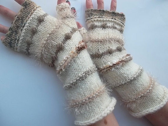 crochet gloves pattern fingerless striped GLOVES KNIT Elegant Fingerless / Accessories Mittens Warm HAND Women