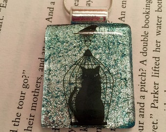 Dichroic glass, dichroic glass jewelry, fused glass,cat, Dichroic Glass Pendant, Fused Glass Jewelry, Fused Dichroic Necklace, glass jewelry