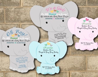 Elephant Baby Shower Invitation Elephant Shower Invitations Baby Boy Elephant Invitations Baby Girl Elephant Invitations Pink Blue Qty of 20