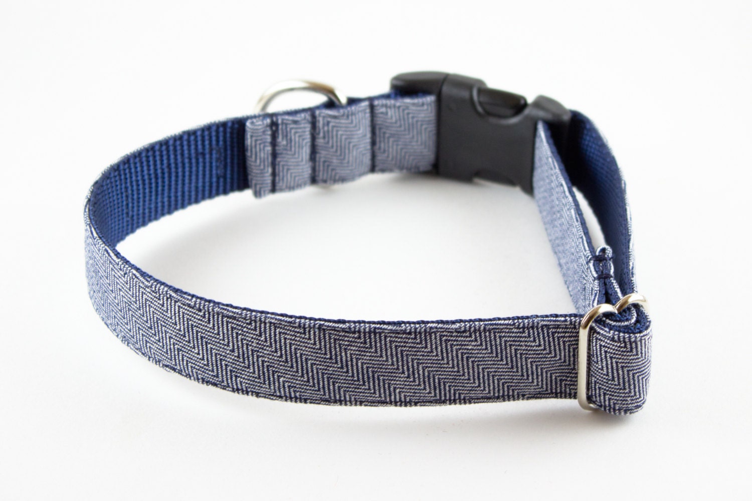 Indigo Herringbone Dog Collar by SillyBuddy on Etsy