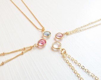 Birthstone Necklace | Dainty Birthstone Necklace | Birthstone Jewelry | Gift for Mom | August Birthstone | Gift for Her | Simple Necklace