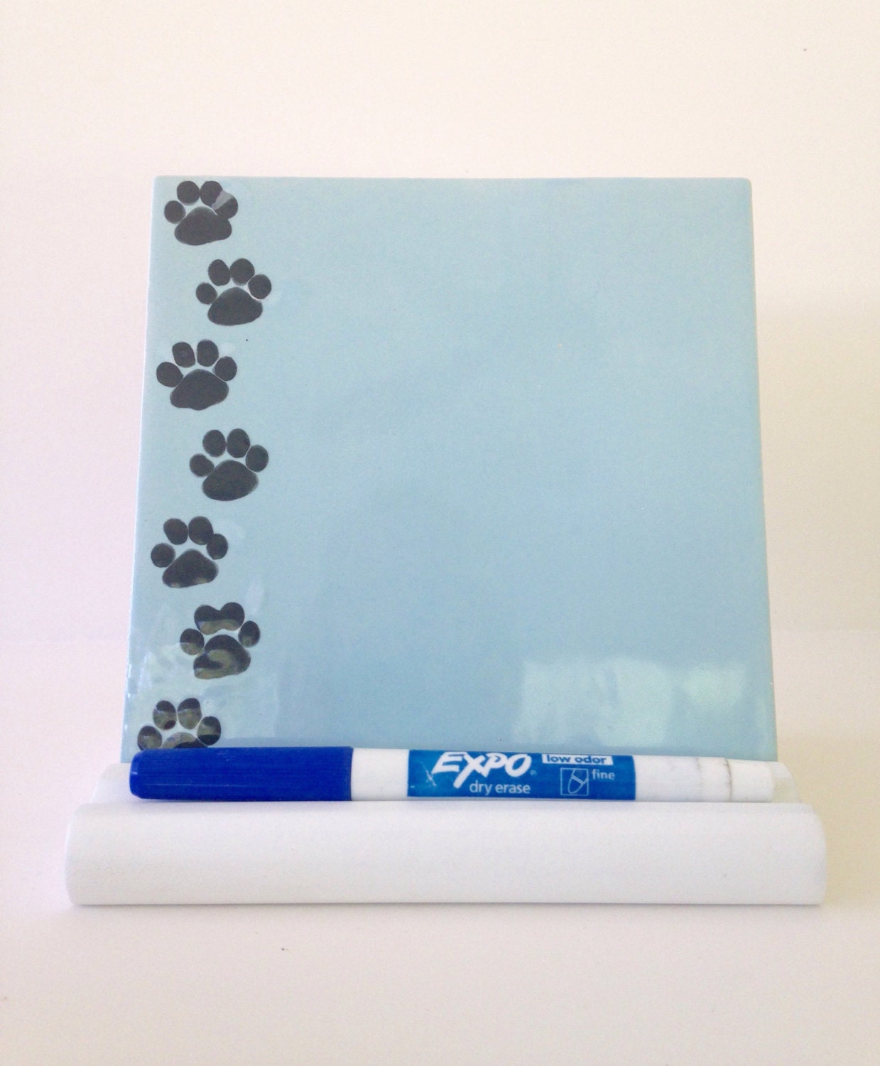 Tile Dry Erase Message Board Paw Prints With Optional Stand