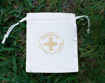 Cotton Canvas Golf Hangover Kit Party Favor Bag, Recovery Kit Bag, In Sickness And In Health Bag, Bachelorette Bag, Bachelor Party Bag