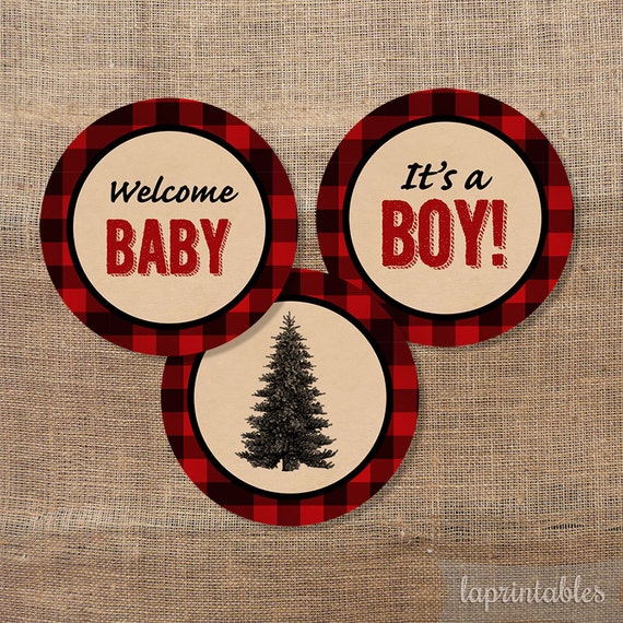 Lumberjack Cupcake Toppers Baby Boy Shower It's a Boy