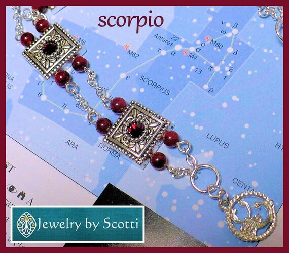 Scorpio Charm Bracelet Her Zodiac Bracelet Her by JewelryByScotti
