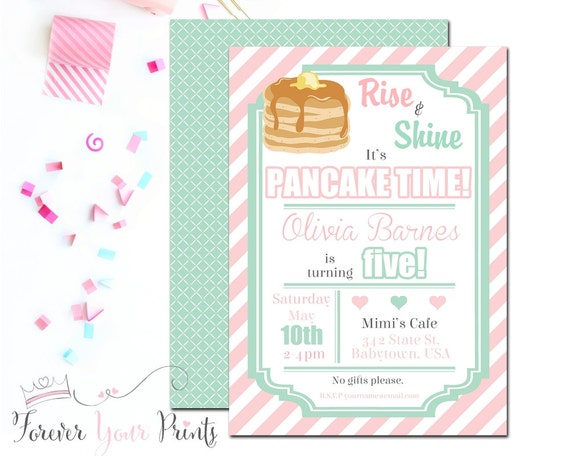 Pancakes and Pajamas Invitation, Girls Birthday Invitation, Pancake Party Invitation, Pancakes and Pajamas Birthday, Girls Pancake Party Il_570xn