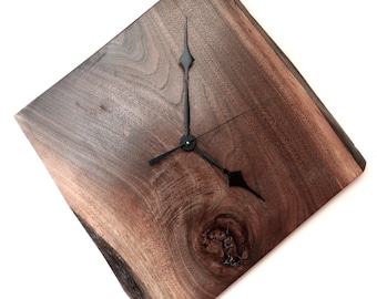 Walnut Clock, Board Clock, Wall Clock, Black Walnut