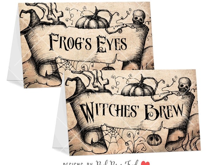 Halloween Party Tent Card, I Will Customize for You, PDF file, Print Your Own