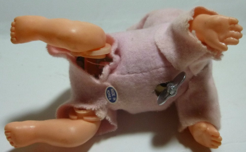 Crawling Baby Vintage Wind Up Toy 1960s for display