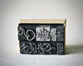 Letterpress Dingbat or Ornament Leaves for Printing Stamping and Clay Stamping